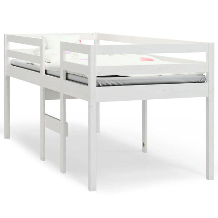 Letto a Soppalco Bianco 90x200 cm in Legno Massello di Pino cod mxl 64978