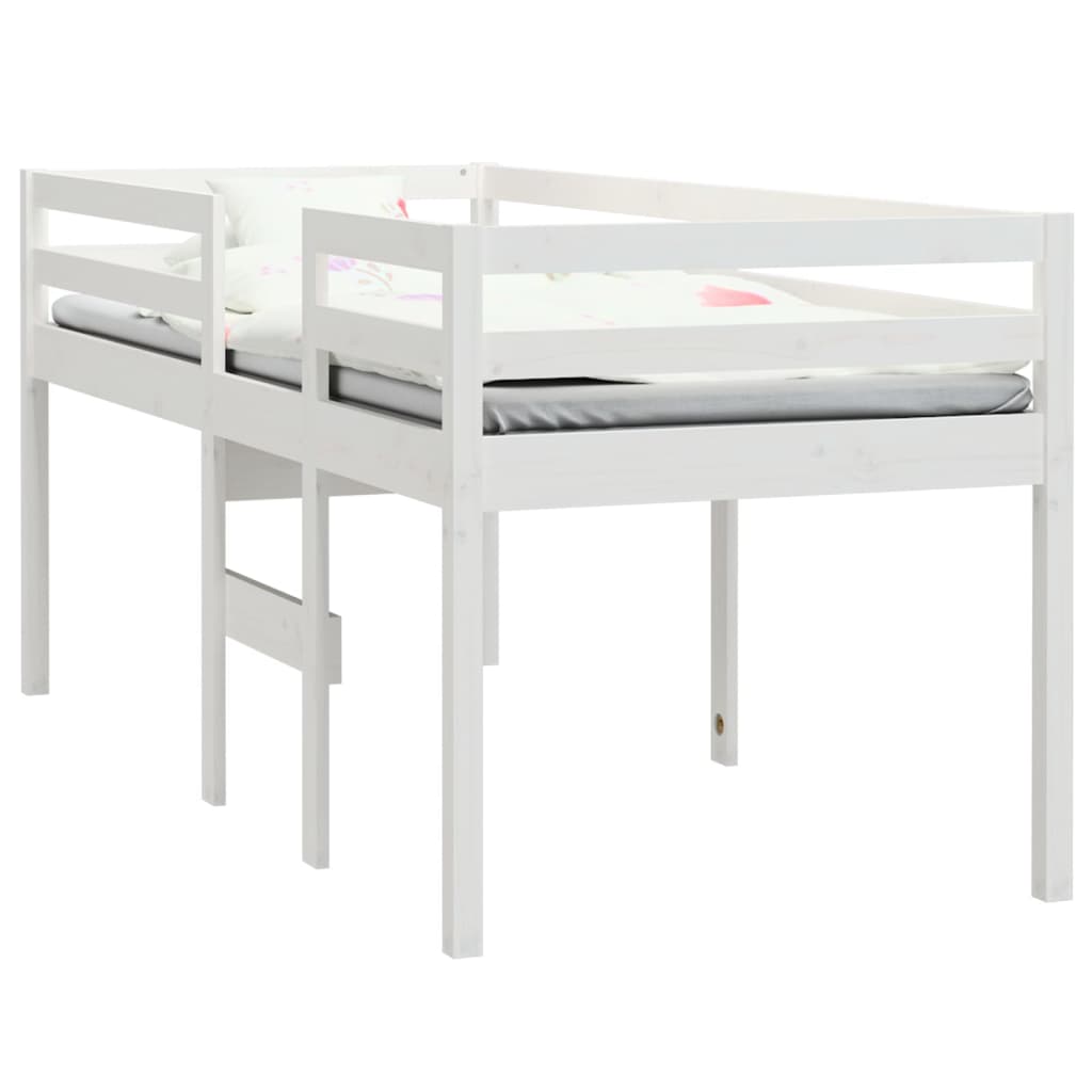 Letto a Soppalco Bianco 90x200 cm in Legno Massello di Pino cod mxl 64978