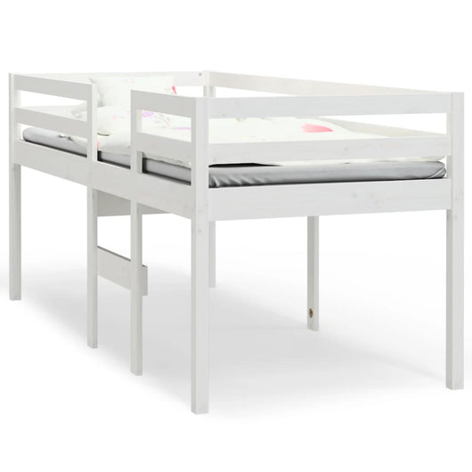 Letto a Soppalco Bianco 80x200 cm in Legno Massello di Pino cod mxl 59853