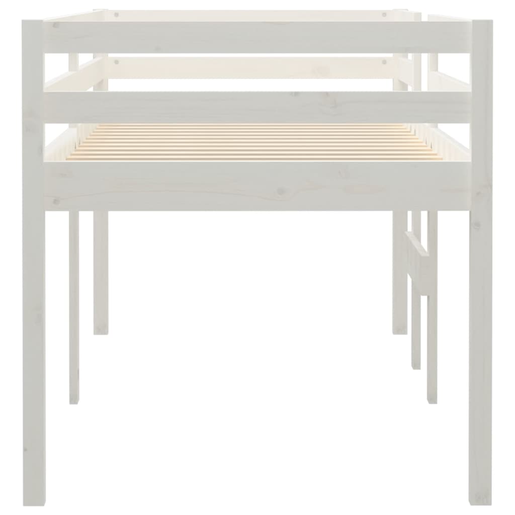 Letto a Soppalco Bianco 80x200 cm in Legno Massello di Pino 821610