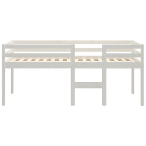 Letto a Soppalco Bianco 90x190 cm in Legno Massello di Pino 821615