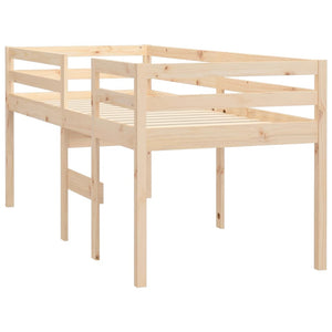 Letto a Soppalco 75x190 cm in Legno Massello di Pino