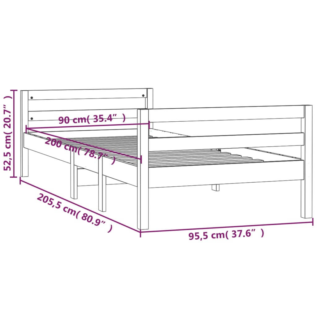 Giroletto Bianco 90x200 cm in Legno Massello di Pino cod mxl 64969