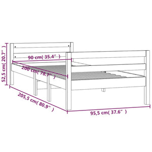 Giroletto Nero 90x200 cm in Legno Massello di Pino cod mxl 65051