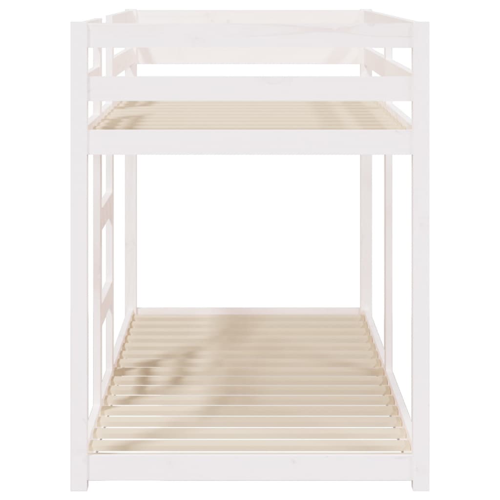 Letto a Castello Bianco 90x200 cm in Legno Massello di Pino cod mxl 65056