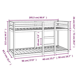 Letto a Castello 80x200 cm in Legno Massello di Pino cod mxl 63589