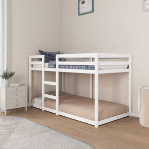 Letto a Castello Bianco 90x190 cm in Legno Massello di Pino cod mxl 65410