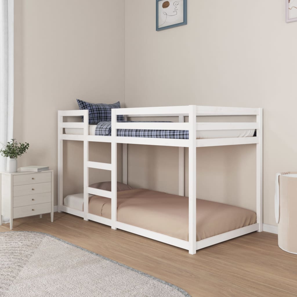 Letto a Castello Bianco 90x190 cm in Legno Massello di Pino 821655