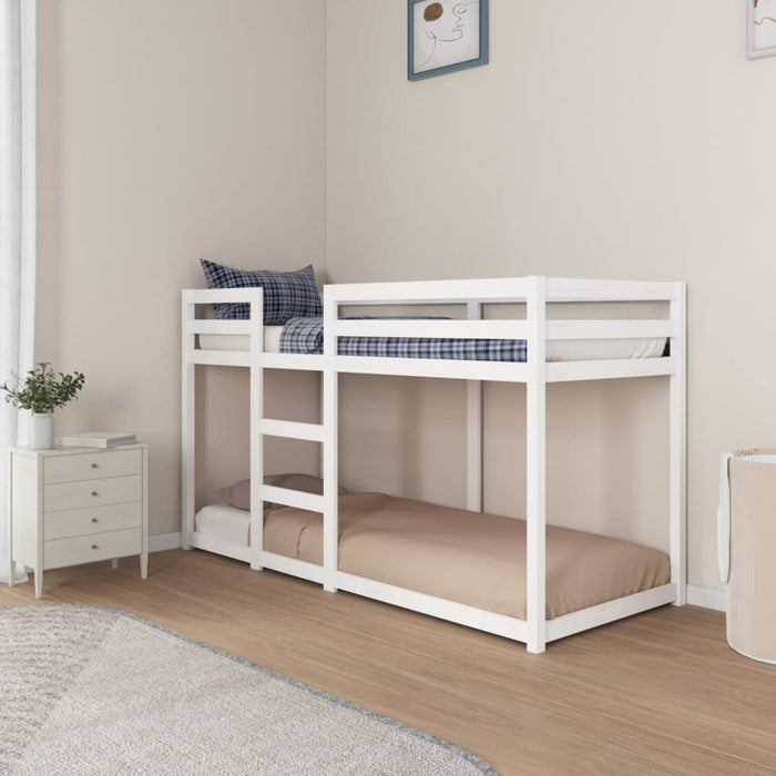 Letto a Castello Bianco 75x190 cm in Legno Massello di Pino cod mxl 64419