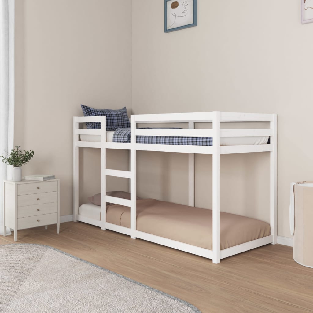 Letto a Castello Bianco 75x190 cm in Legno Massello di Pino 821660