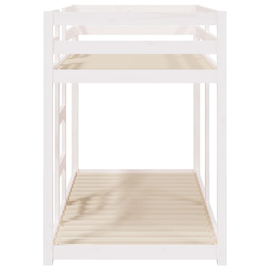 Letto a Castello Bianco 75x190 cm in Legno Massello di Pino cod mxl 64419