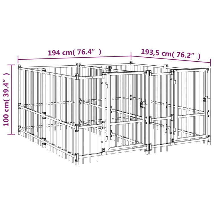 Gabbia per Cani da Esterno in Acciaio 3,75 m² cod mxl 44302