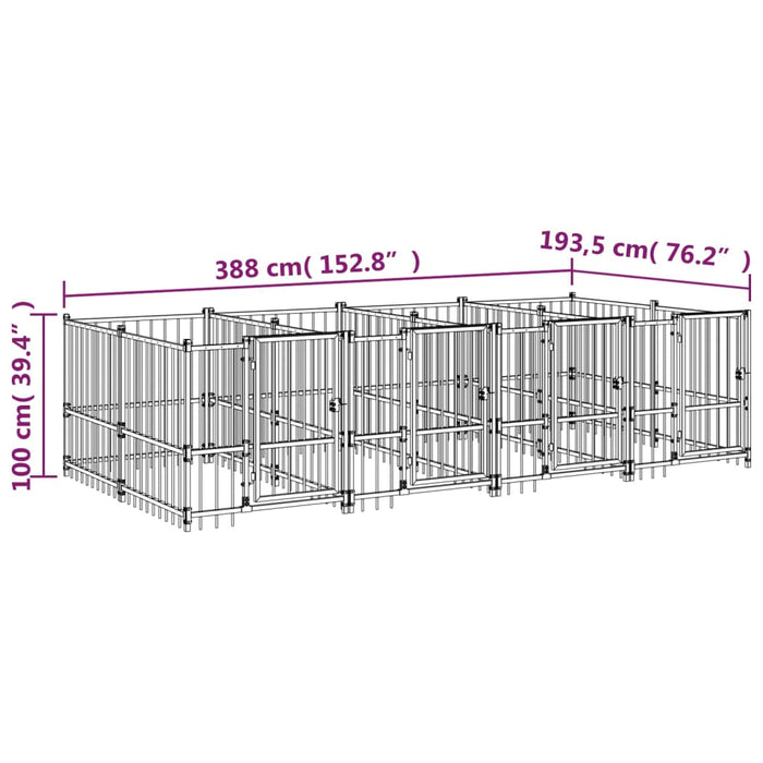 Gabbia per Cani da Esterno in Acciaio 7,51 mq cod 10826