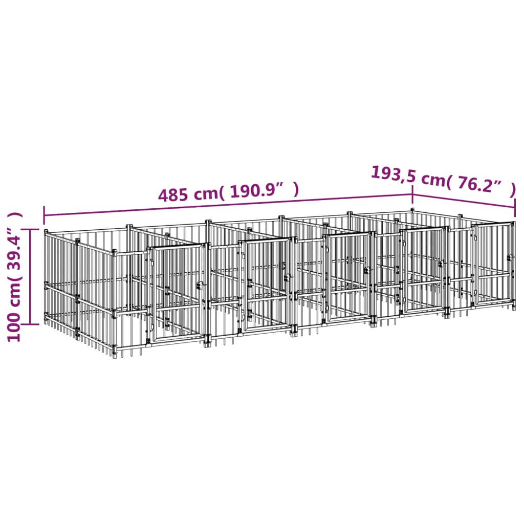 Gabbia per Cani da Esterno in Acciaio 9,38 m² cod mxl 44303