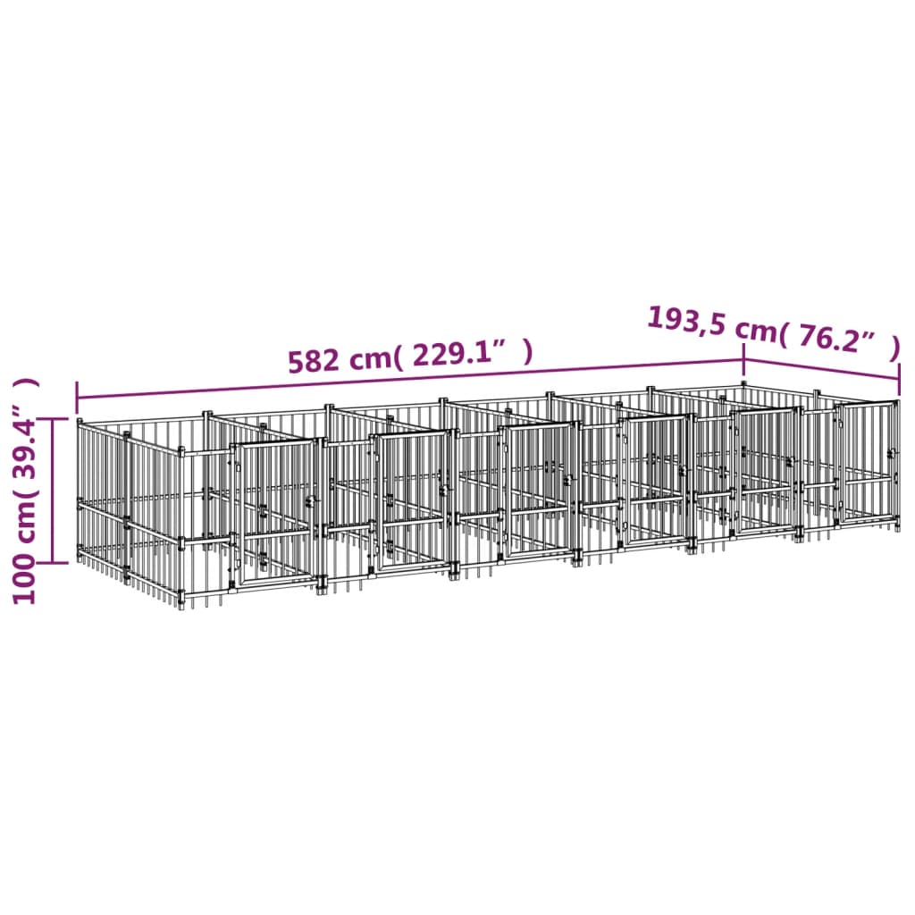 Gabbia per Cani da Esterno in Acciaio 11,26 m² cod mxl 44275