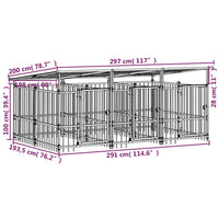 Gabbia per Cani da Esterno con Tetto in Acciaio 5,63 m² cod mxl 44278