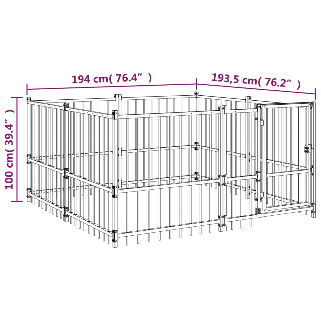 Gabbia per Cani da Esterno in Acciaio 3,75 m² cod mxl 44301