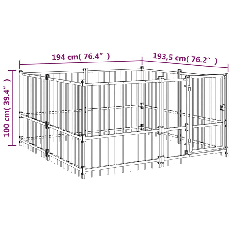 Gabbia per Cani da Esterno in Acciaio 3,75 m² cod mxl 44301