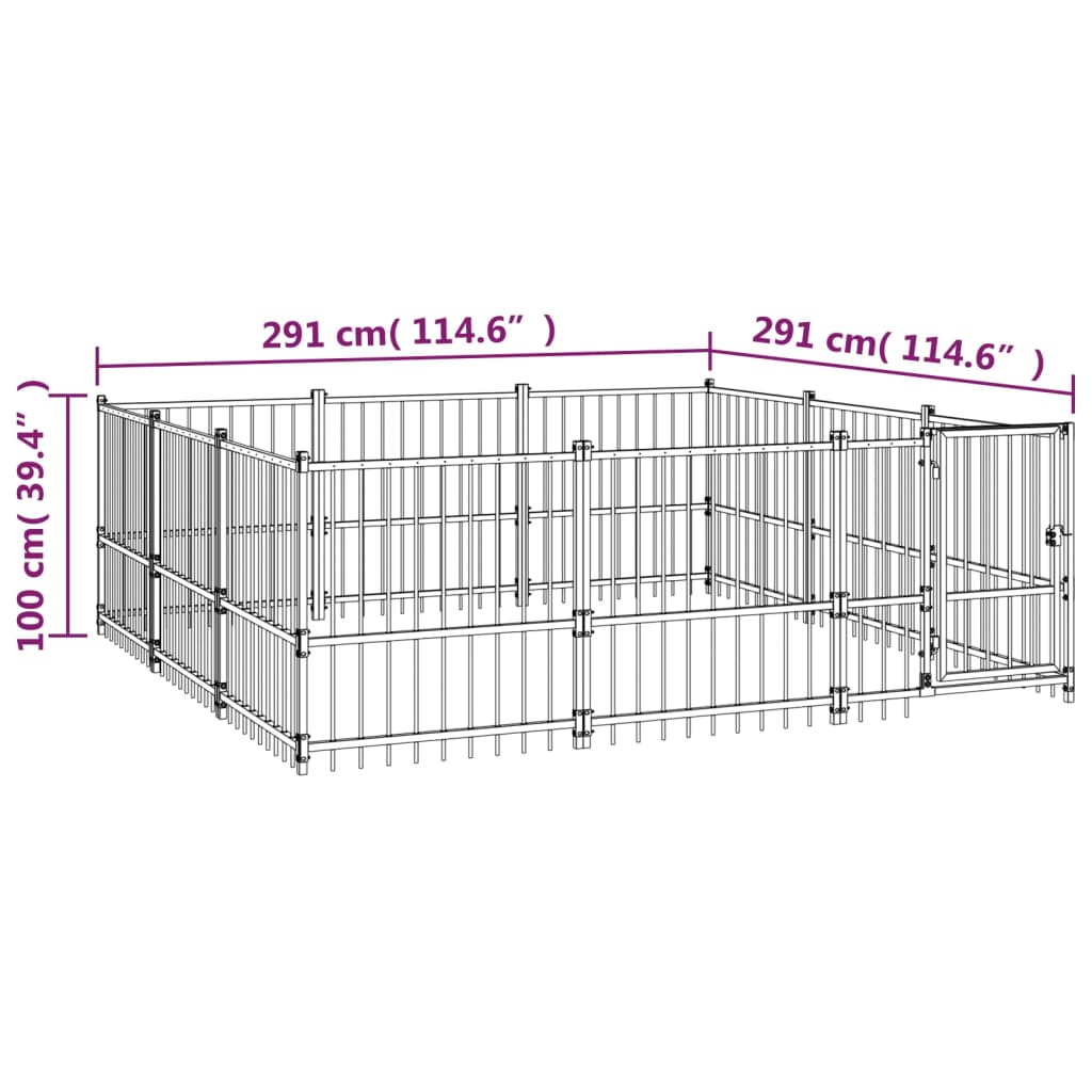 Gabbia per Cani da Esterno in Acciaio 8,47 m²