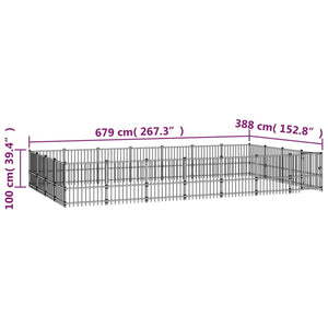 Gabbia per Cani da Esterno in Acciaio 26,35 m²