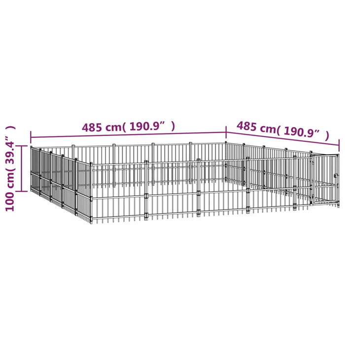 Gabbia per Cani da Esterno in Acciaio 23,52 m²