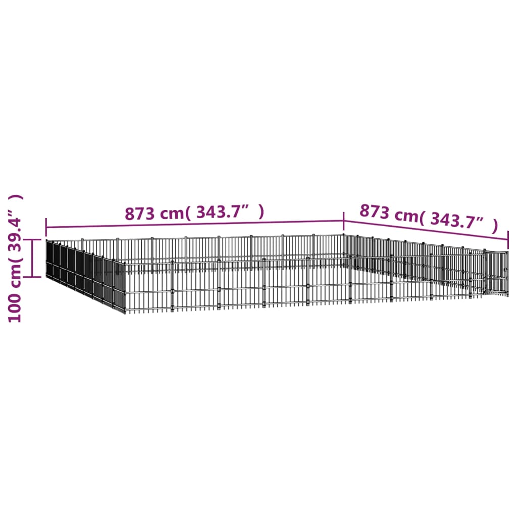 Gabbia per Cani da Esterno in Acciaio 76,21 m²