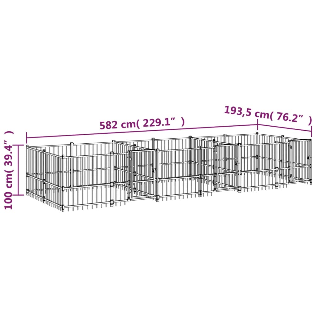 Gabbia per Cani da Esterno in Acciaio 11,26 m² cod mxl 44304