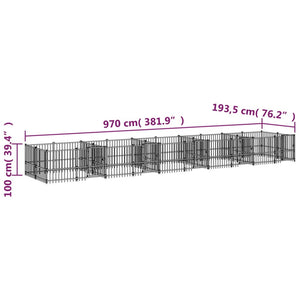 Gabbia per Cani da Esterno in Acciaio 18,77 m² cod mxl 44289