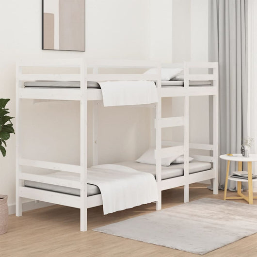 Letto a Castello Bianco 90x200 cm in Legno Massello di Pino cod mxl 64933