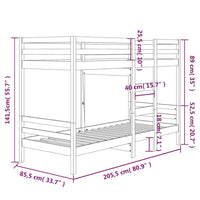 Letto a Castello Bianco 80x200 cm in Legno Massello di Pino 3139835