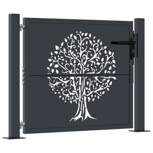 Cancello Giardino Antracite 105x80 cm in Acciaio Design Albero 153154