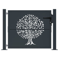 Cancello Giardino Antracite 105x80 cm in Acciaio Design Albero 153154