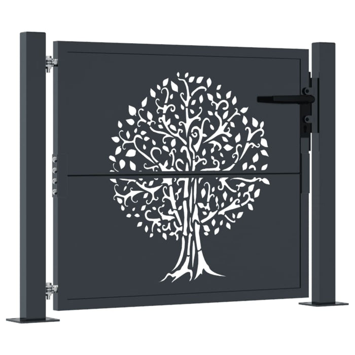 Cancello Giardino Antracite 105x105 cm in Acciaio Design Albero 153155