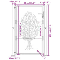 Cancello Giardino Antracite 105x155 cm in Acciaio Design Albero 153157