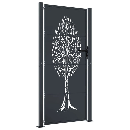 Cancello Giardino Antracite 105x180 cm in Acciaio Design Albero 153158