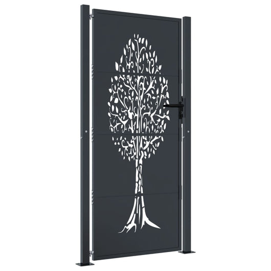 Cancello Giardino Antracite 105x205 cm in Acciaio Design Albero 153159