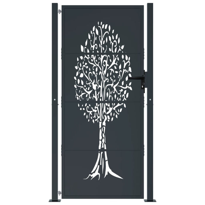 Cancello Giardino Antracite 105x205 cm in Acciaio Design Albero 153159