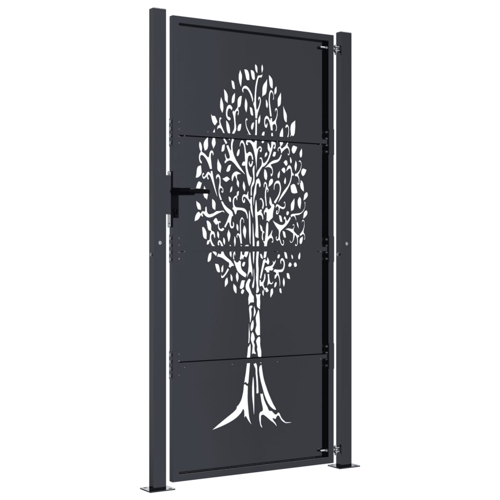 Cancello Giardino Antracite 105x205 cm in Acciaio Design Albero 153159