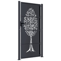 Cancello Giardino Antracite 105x205 cm in Acciaio Design Albero 153159