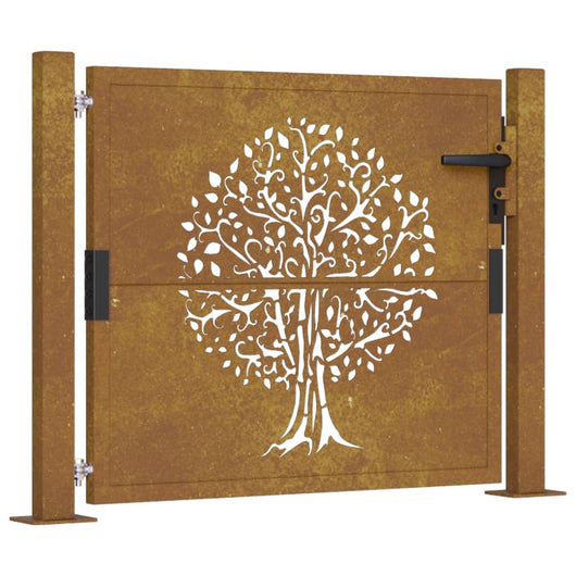 Cancello da Giardino 105x80 cm in Acciaio Corten Design Albero 153160