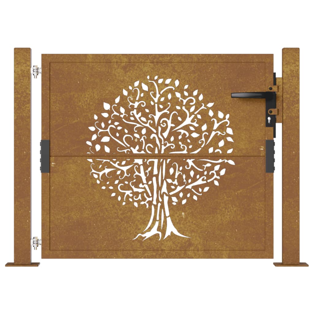 Cancello da Giardino 105x105 cm in Acciaio Corten Design Albero 153161