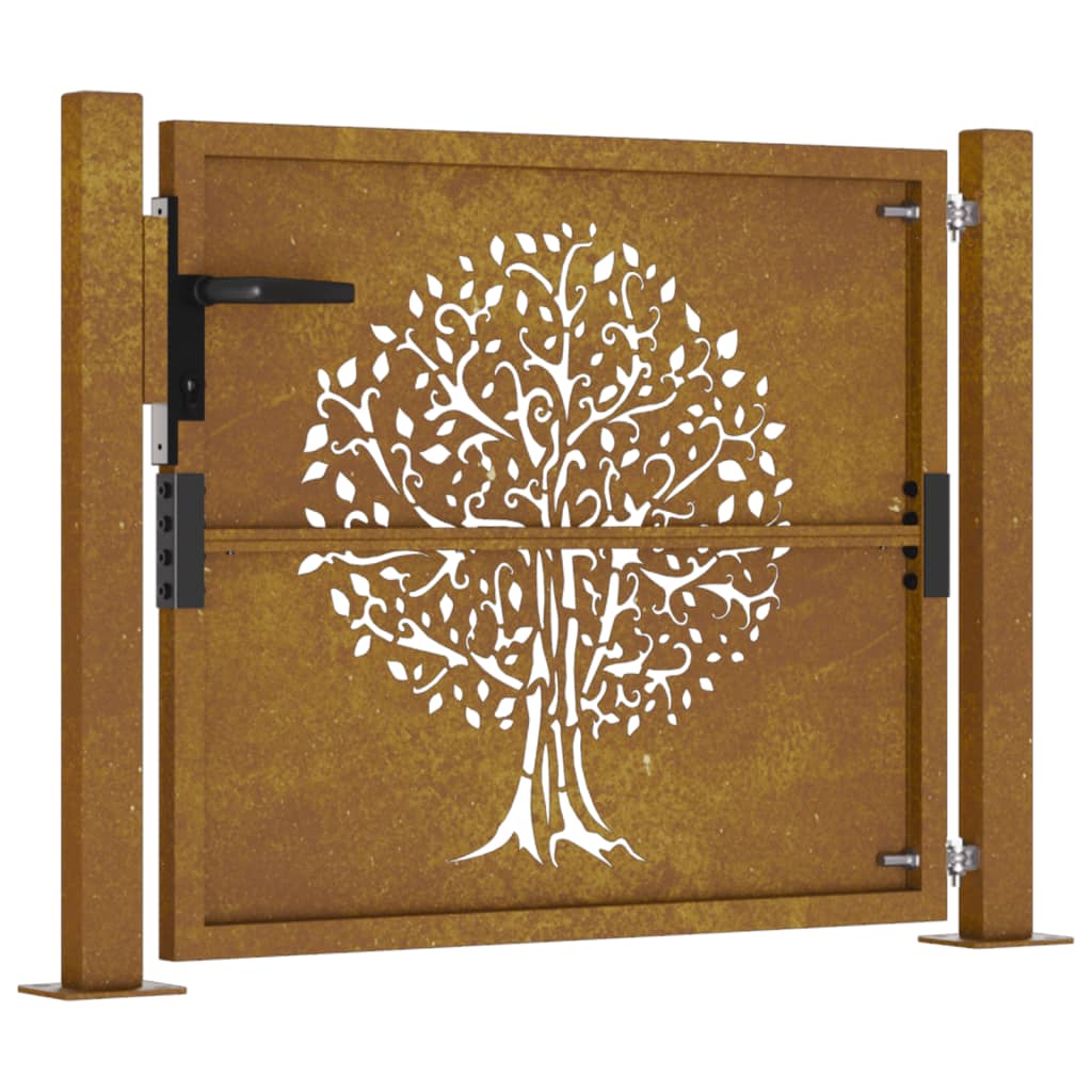 Cancello da Giardino 105x105 cm in Acciaio Corten Design Albero 153161