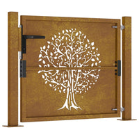 Cancello da Giardino 105x105 cm in Acciaio Corten Design Albero 153161