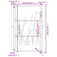 Cancello Giardino Antracite 105x155 cm in Acciaio Design Erba 153169