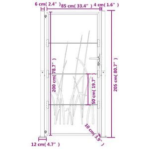 Cancello Giardino Antracite 105x205 cm in Acciaio Design Erba 153171