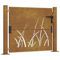 Cancello da Giardino 105x80 cm in Acciaio Corten Design Erba 153172