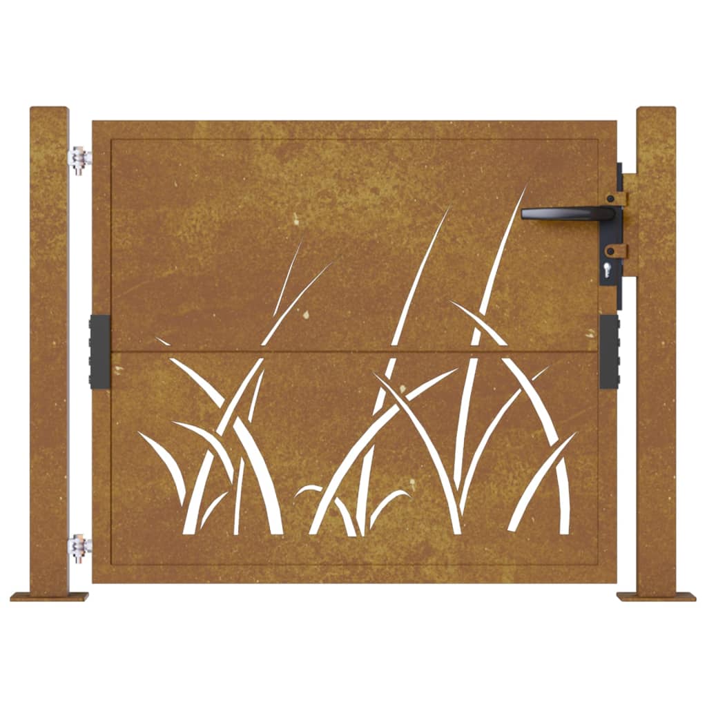 Cancello da Giardino 105x80 cm in Acciaio Corten Design Erba 153172