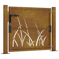 Cancello da Giardino 105x105 cm in Acciaio Corten Design Erba 153173