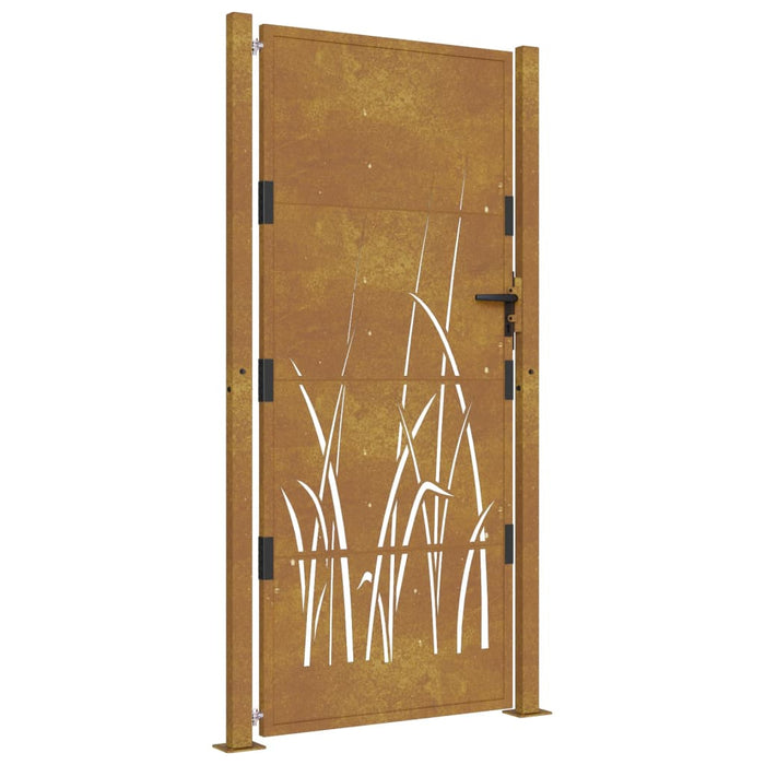 Cancello da Giardino 105x180 cm in Acciaio Corten Design Erba 153176