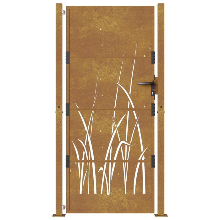 Cancello da Giardino 105x180 cm in Acciaio Corten Design Erba 153176